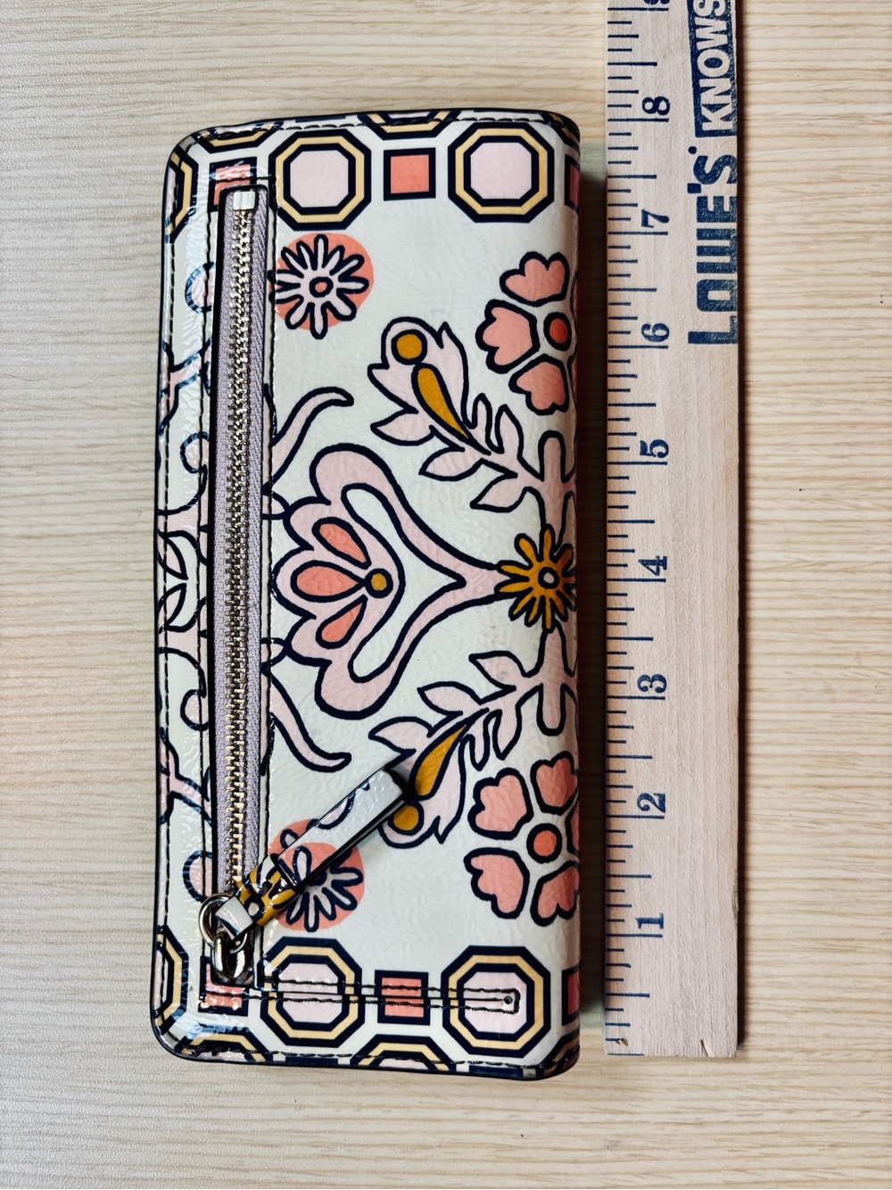 Tory Burch Hicks Garden Slim Envelope Wallet Pink Floral Patent Leather - Picture 3 of 9